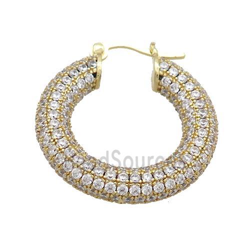 Copper Latchback Earring Pave Zircon Gold Plated