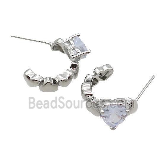 Copper Stud Earring Pave Crystal Glass Platinum Plated