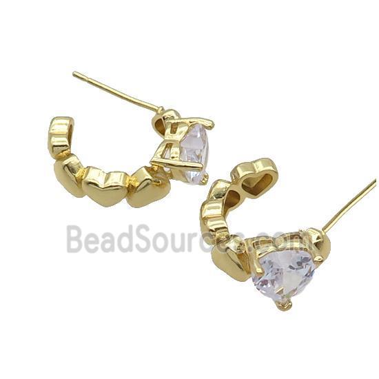 Copper Stud Earring Pave Crystal Glass Gold Plated