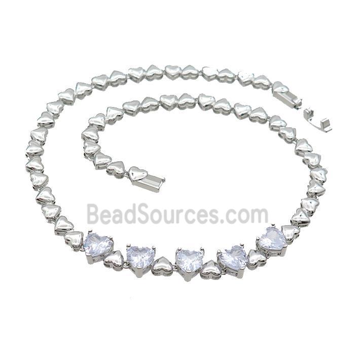 Copper Necklace Pave Crystal Glass Platinum Plated