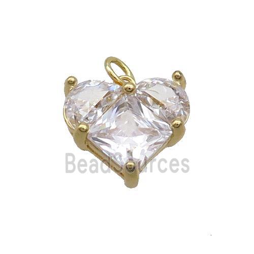 Copper Heart Pendant Pave Crystal Glass Gold Plated