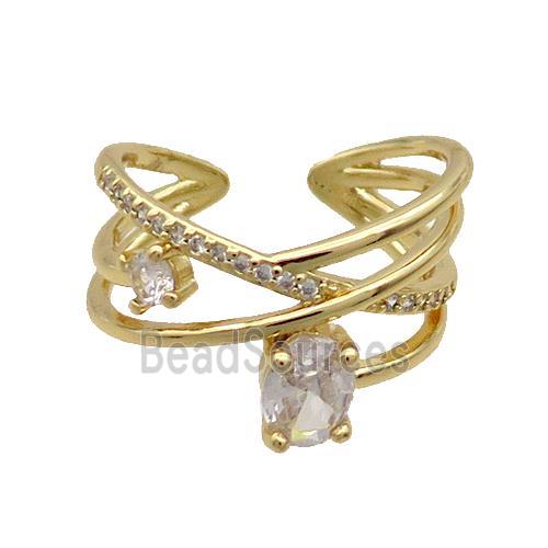 Copper Ring Pave Crystal Glass Gold Plated