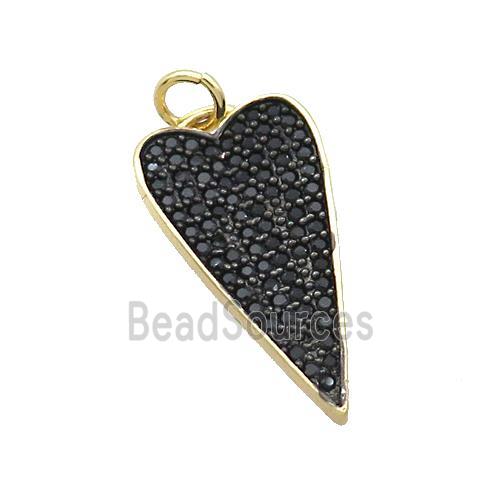 Copper Arrowhead Pendant Pave Black Zircon Gold Plated