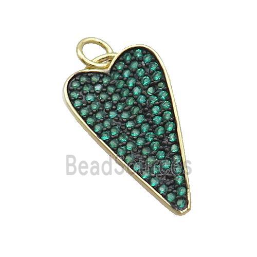 Copper Arrowhead Pendant Pave Green Zircon Gold Plated