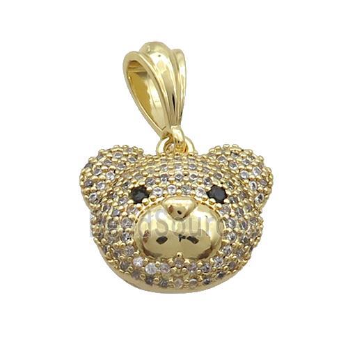 Copper Bear Pendant Pave Zircon Gold Plated