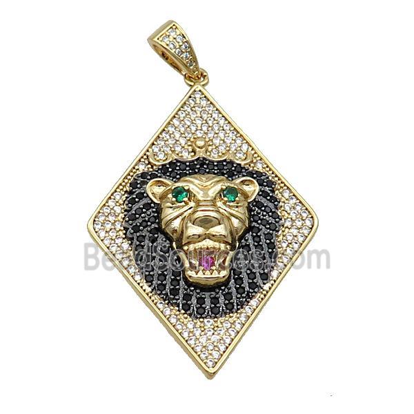 Copper Lion Pendant Pave Zircon Gold Plated