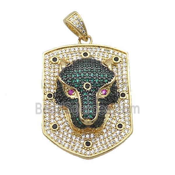 Copper Pendant Leopard Pave Zircon Gold Plated