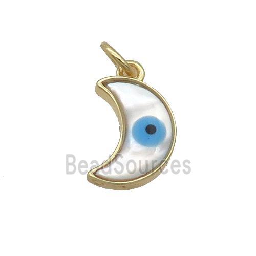 Copper Moon Pendant Pave Shell Evil Eye Gold Plated