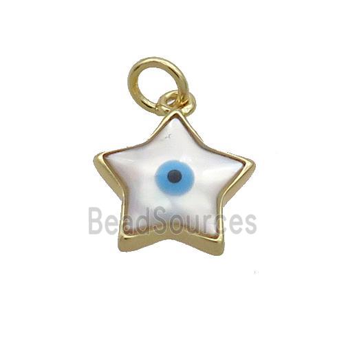 Copper Star Pendant Pave Shell Evil Eye Gold Plated