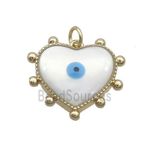 Copper Heart Pendant Pave Shell Evil Eye Gold Plated