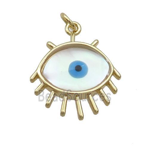 Copper Eye Pendant Pave Shell Evil Eye Gold Plated