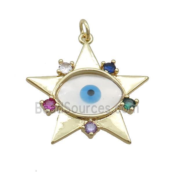 Copper Star Pendant Pave Shell Evil Eye Gold Plated