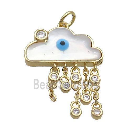 Copper Cloud Pendant Pave Shell Evil Eye Gold Plated