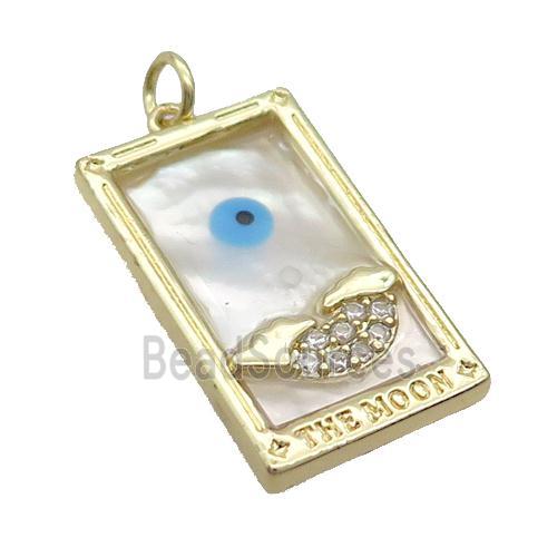 Copper Rectangle Pendant Pave Shell Evil Eye Gold Plated