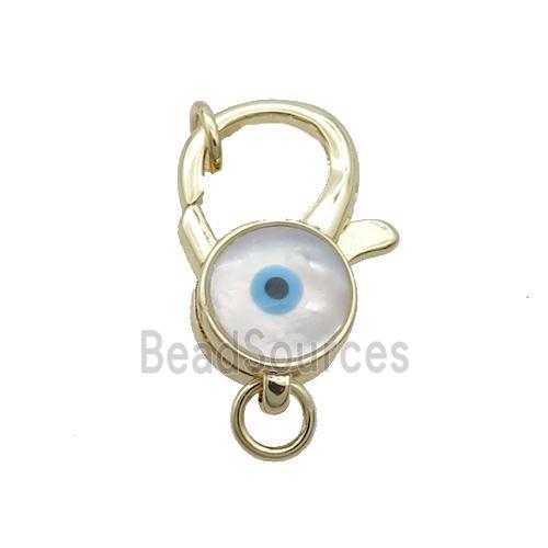 Copper Lobster Clasp Pave Shell Evil Eye Gold Plated