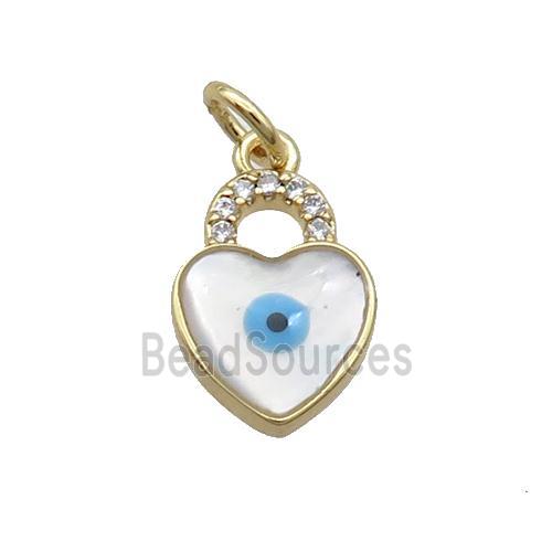 Copper Lock Pendant Pave Shell Evil Eye Gold Plated