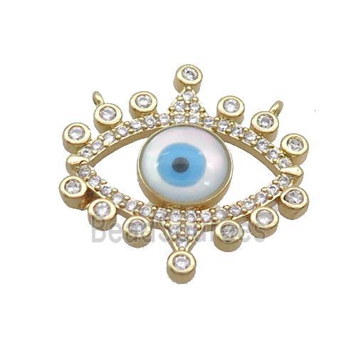 Copper Eye Pendant Pave Shell Evil Eye Gold Plated