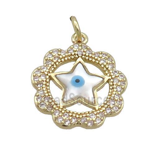 Copper Starflower Pendant Pave Zircon Shell Evil Eye Gold Plated