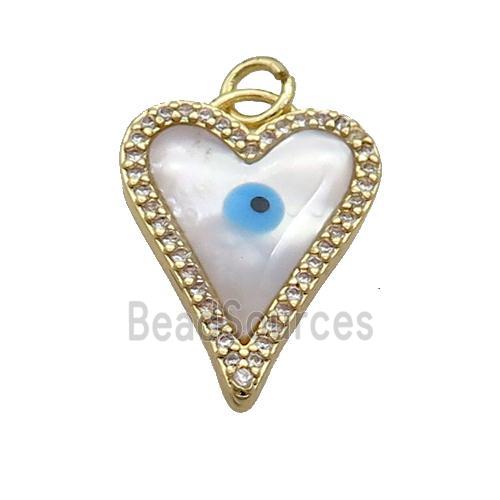 Copper Heart Pendant Pave Shell Evil Eye Gold Plated