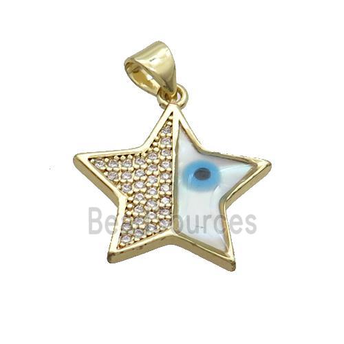 Copper Star Pendant Pave Zircon Shell Evil Eye Gold Plated