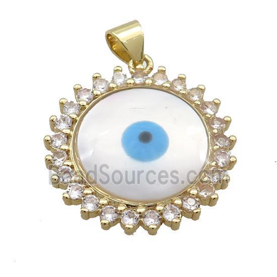 Copper Sunflower Pendant Pave Shell Evil Eye Gold Plated