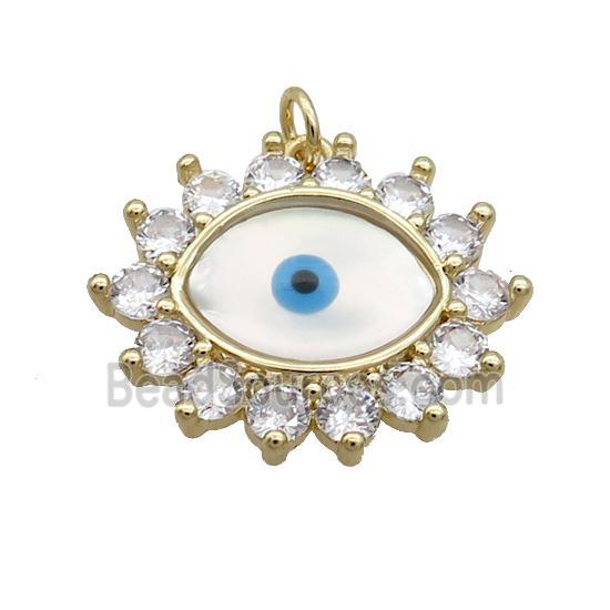 Copper Eye Pendant Pave Shell Evil Eye Gold Plated