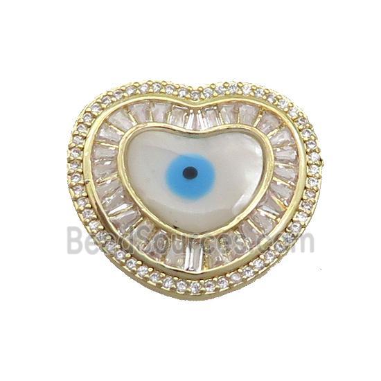 Copper Heart Pendant Pave Zircon Shell Evil Eye Gold Plated