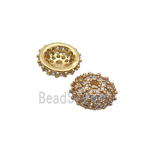 Copper Beadcaps Pave Zircon Gold Plated