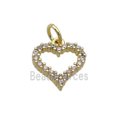 Copper Heart Pendant Pave Zircon Gold Plated