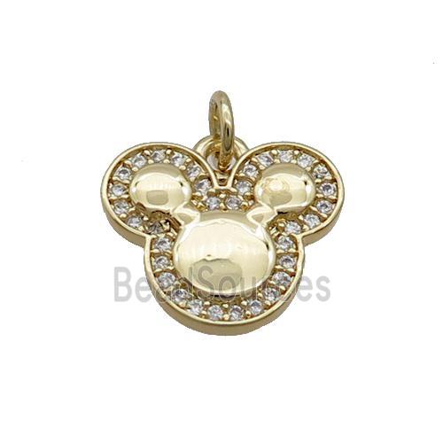 Copper Mouse Pendant Pave Zircon Gold Plated