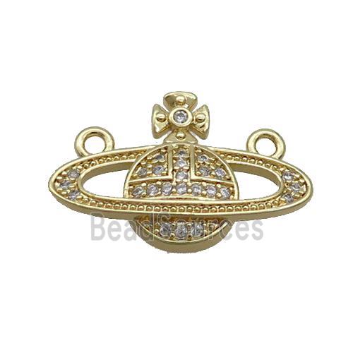 Copper Planet Pendant Pave Zircon 2loops Gold Plated