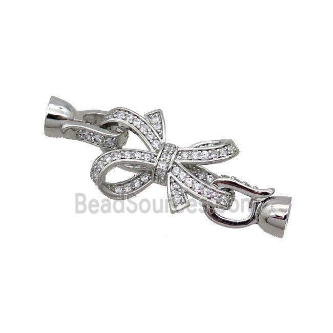 Copper Clasp Pave Zircon Bowknot Platinum Plated