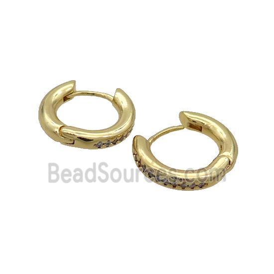 Copper Hoop Earring Pave Zircon 18K Gold