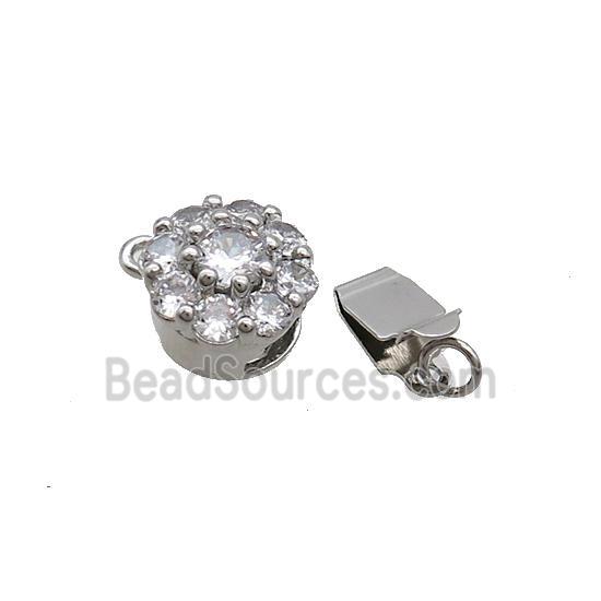 Copper Clasp Pave Zircon Slide Platinum Plated