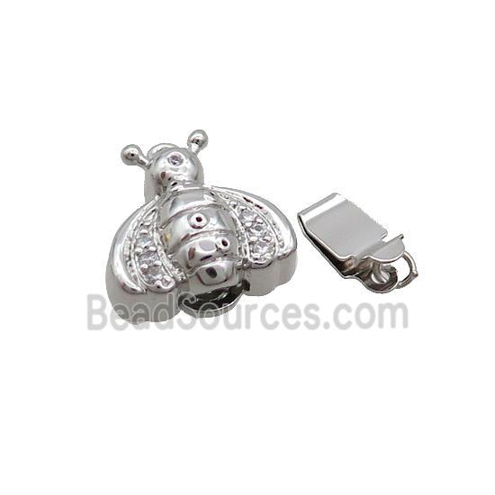 Copper Clasp Pave Zircon Slide Platinum Plated