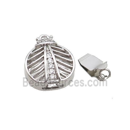 Copper Clasp Pave Zircon Slide Platinum Plated