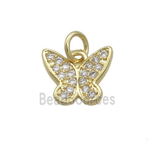 Copper Butterfly Pendant Pave Zircon Gold Plated