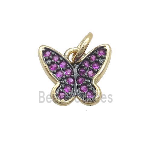 Copper Butterfly Pendant Pave Zircon Gold Plated