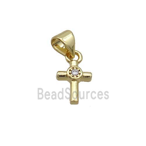 Copper Cross Pendant Pave Zircon Gold Plated