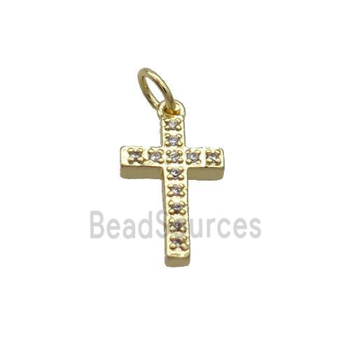 Copper Cross Pendant Pave Zircon Gold Plated