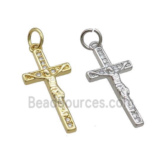 Copper Religious Cross Pave Zircon Jesus Mixed