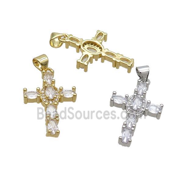 Copper Cross Pendant Pave Zircon Mixed