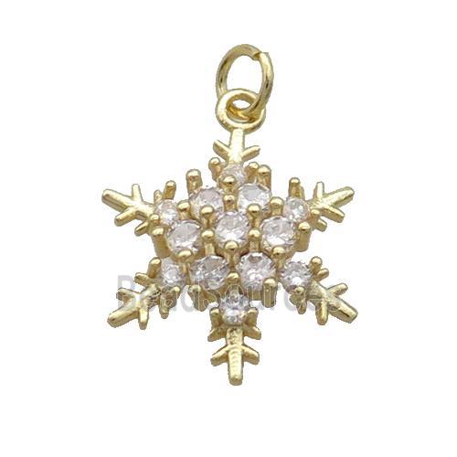 Copper Snowflake Pendant Pave Zircon Christmas Gold Plated