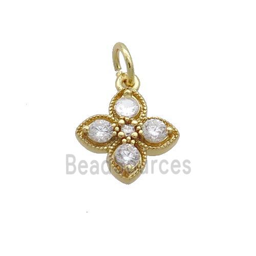 Copper Clover Pendant Pave Zircon Gold Plated