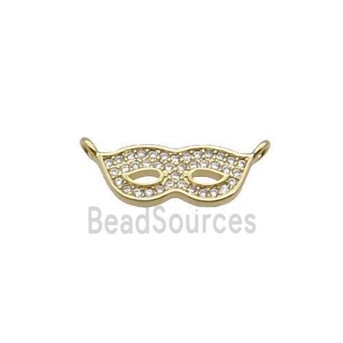 Copper Eyemask Pendant Pave Zircon 2loops Gold Plated