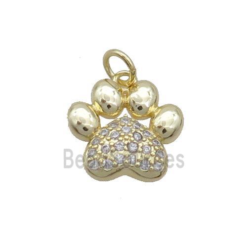 Copper Paw Pendant Pave Zircon Gold Plated