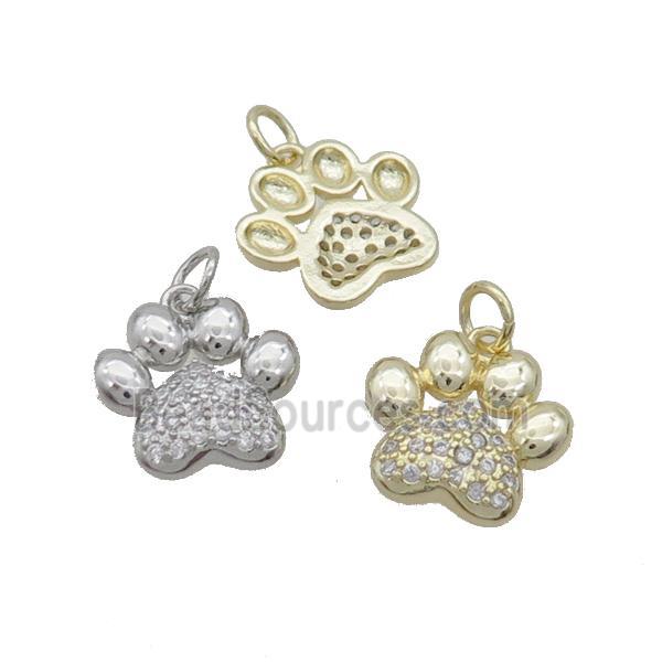 Copper Paw Pendant Pave Zircon Mixed