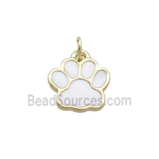 Copper Paw Pendant White Enamel Gold Plated