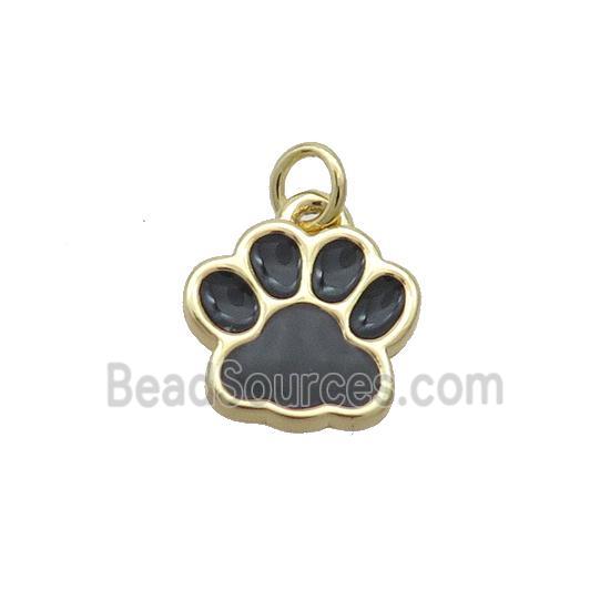 Copper Paw Pendant Black Enamel Gold Plated