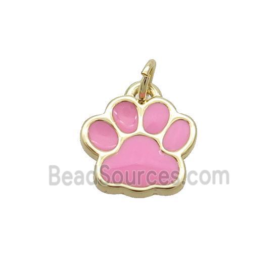 Copper Paw Pendant Pink Enamel Gold Plated